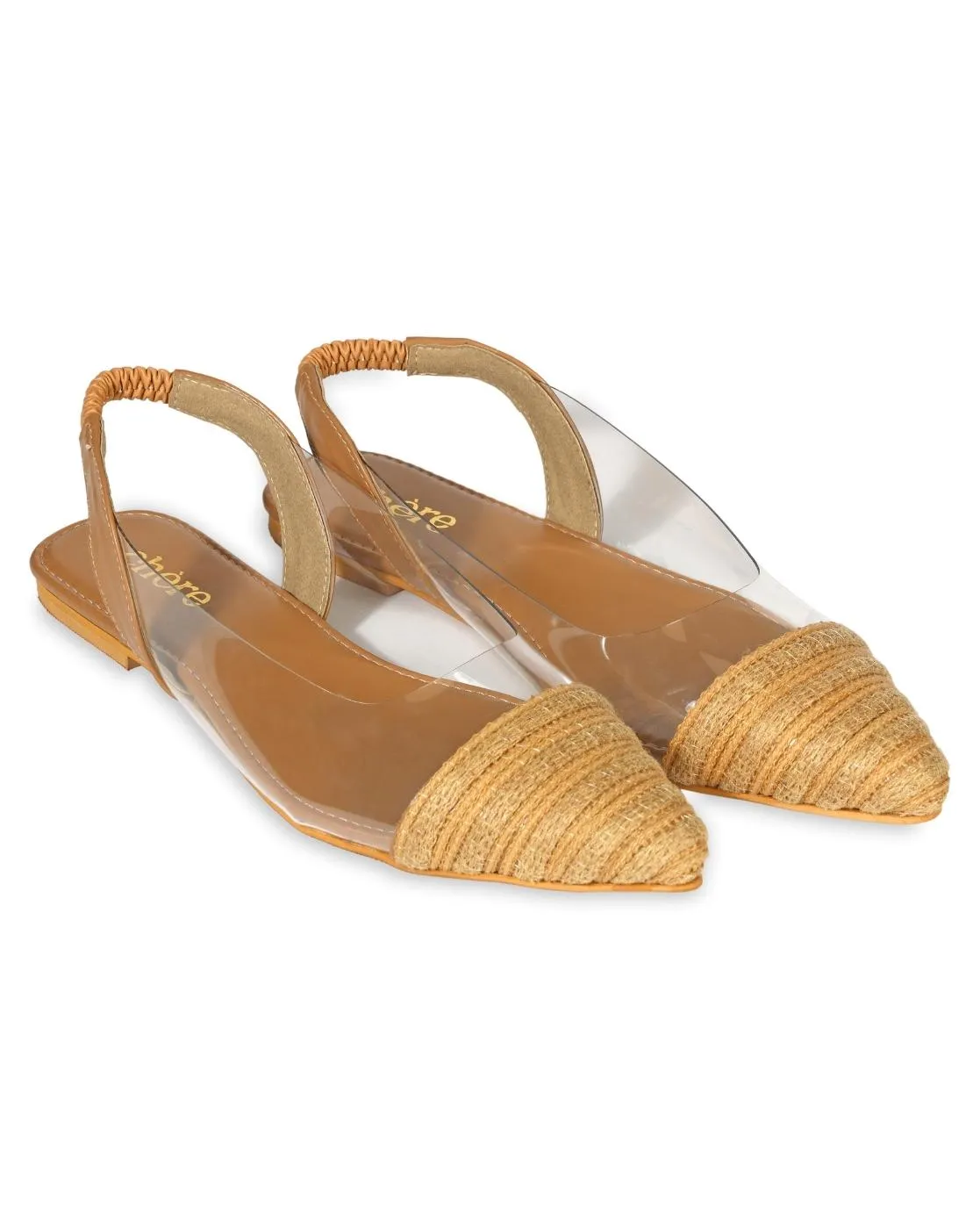 Brown Jute Ballerinas for Women