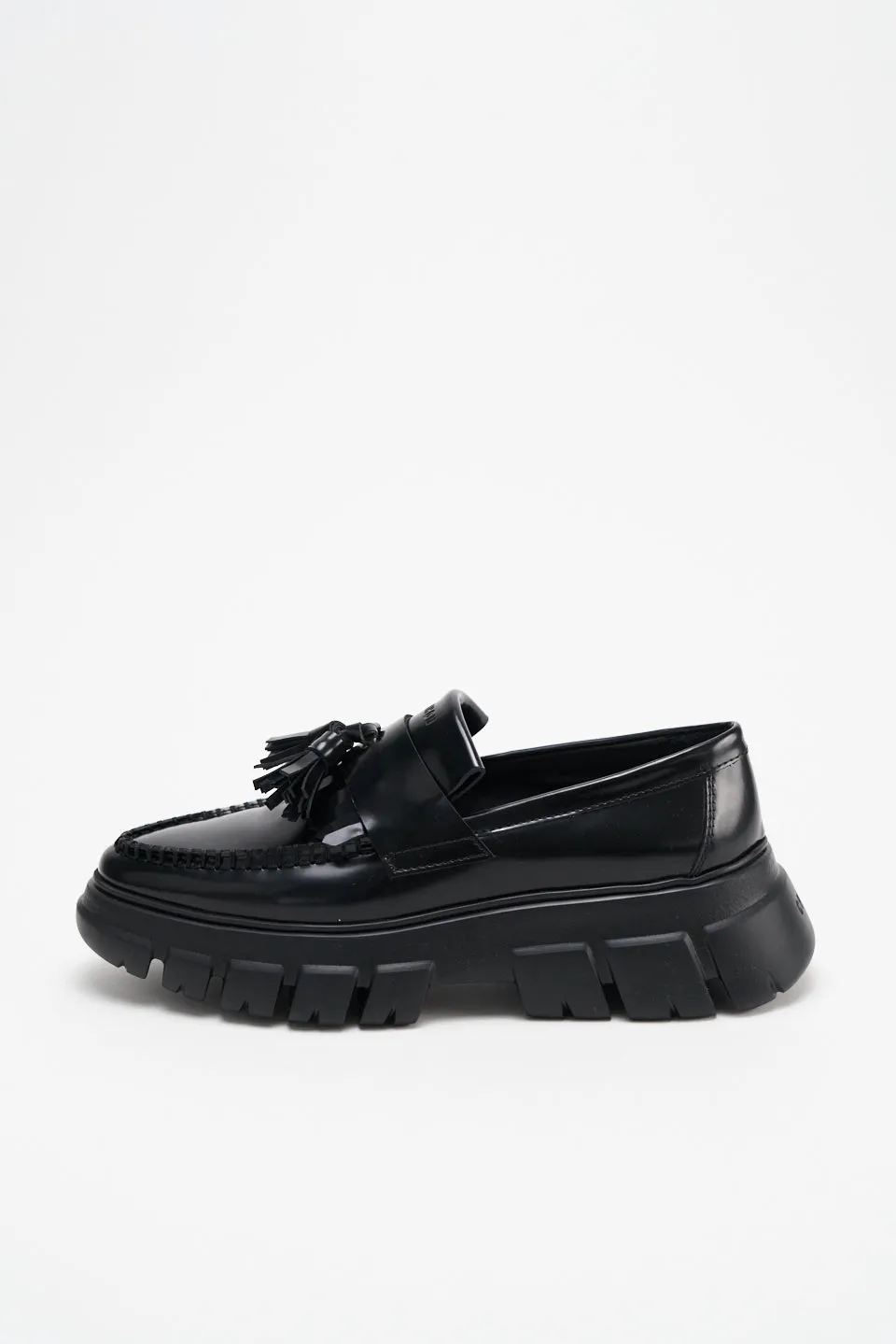 Brushed Vitello Black Chunky Loafers