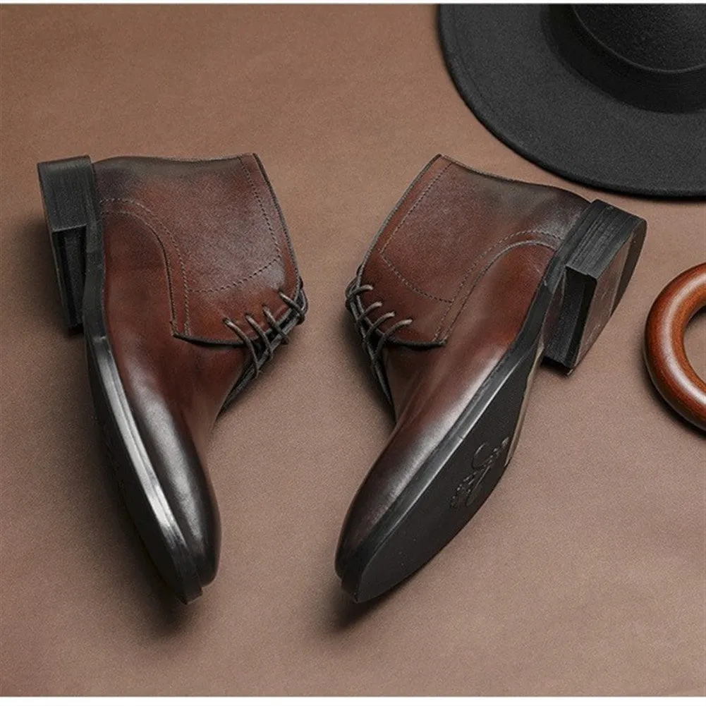 Burnished Square Ankle Boot for Men