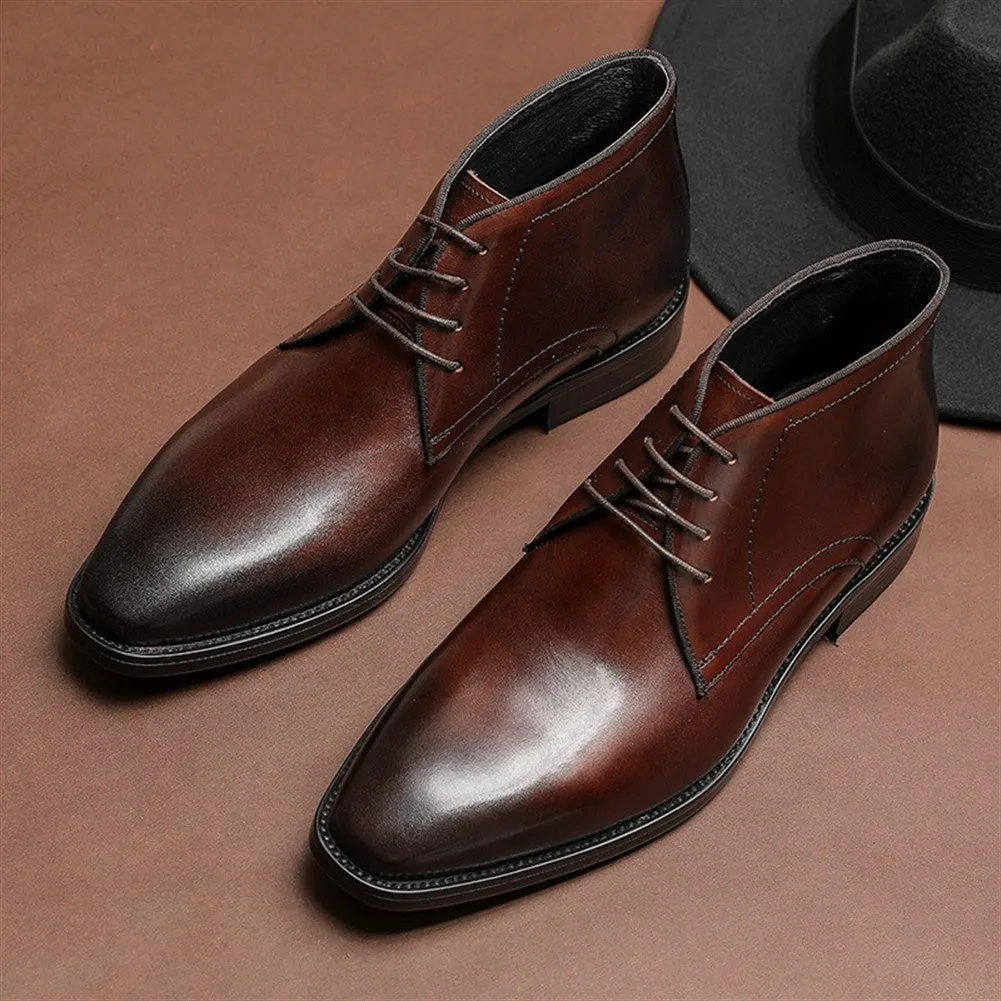 Burnished Square Ankle Boot for Men