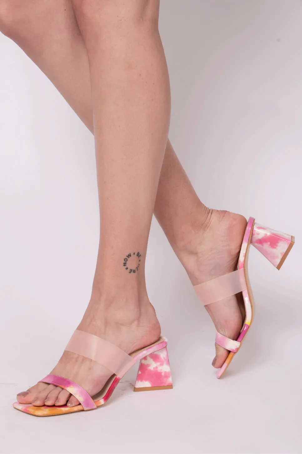 Charmaine Pink & White Heels