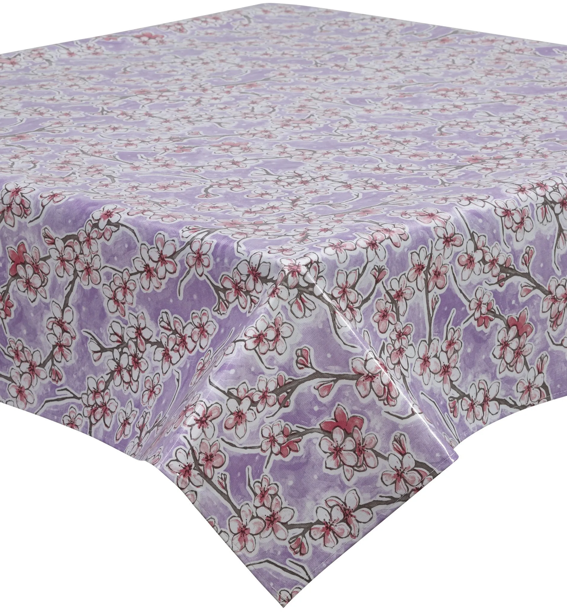 Cherry Blossom Lavender Oilcloth Tablecloths