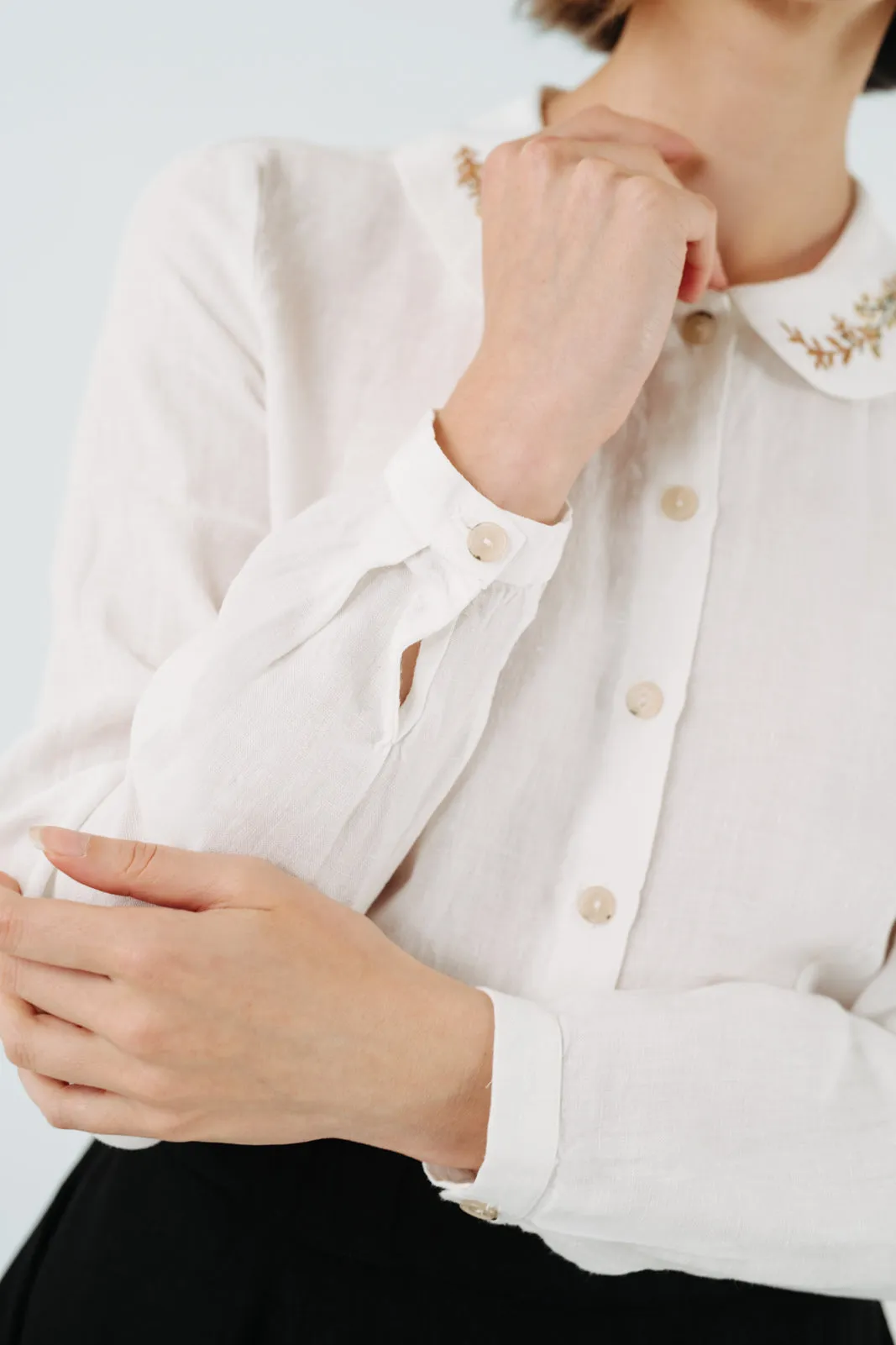 Classic Shirt, Long Sleeve, Embroidered Collar