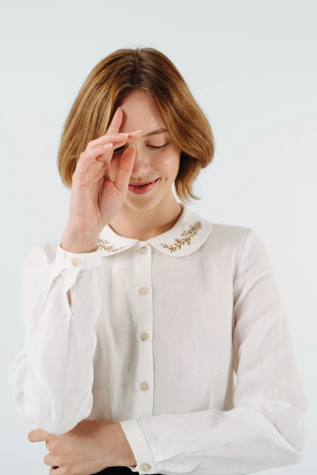 Classic Shirt, Long Sleeve, Embroidered Collar