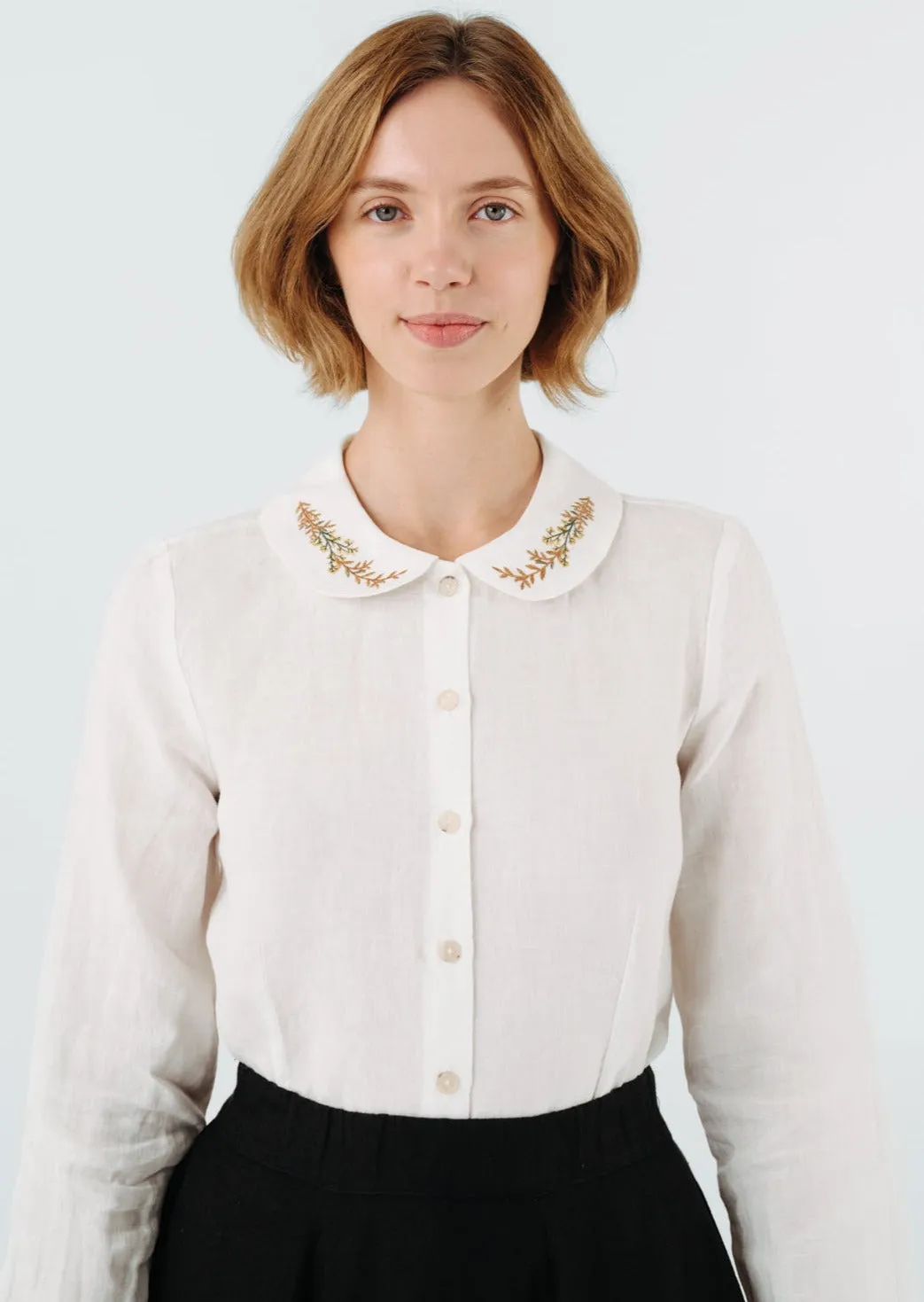 Classic Shirt, Long Sleeve, Embroidered Collar