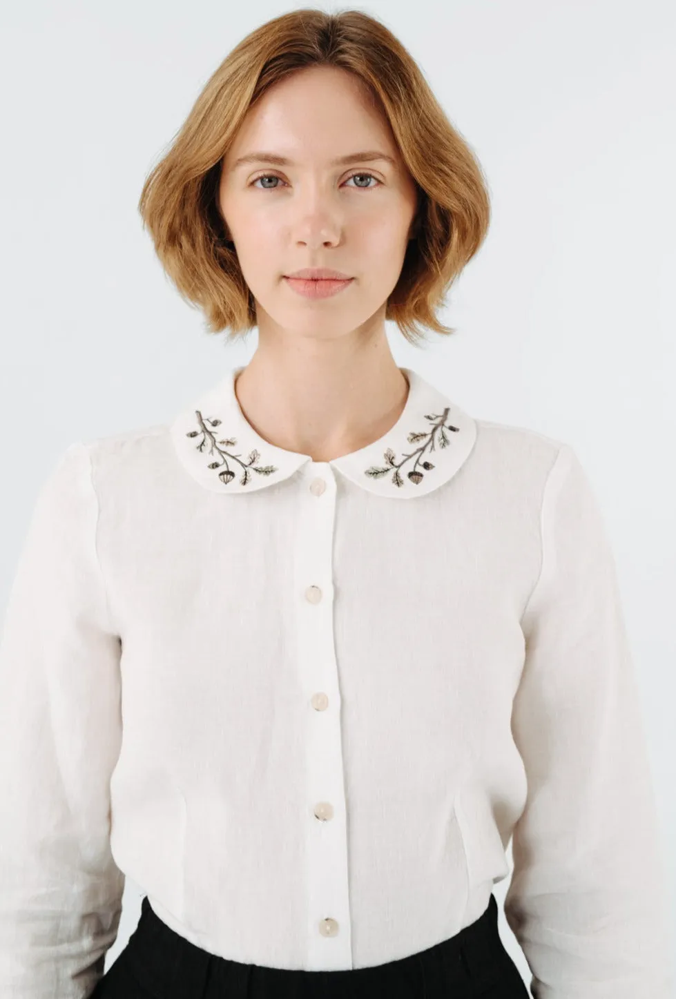 Classic Shirt, Long Sleeve, Embroidered Collar