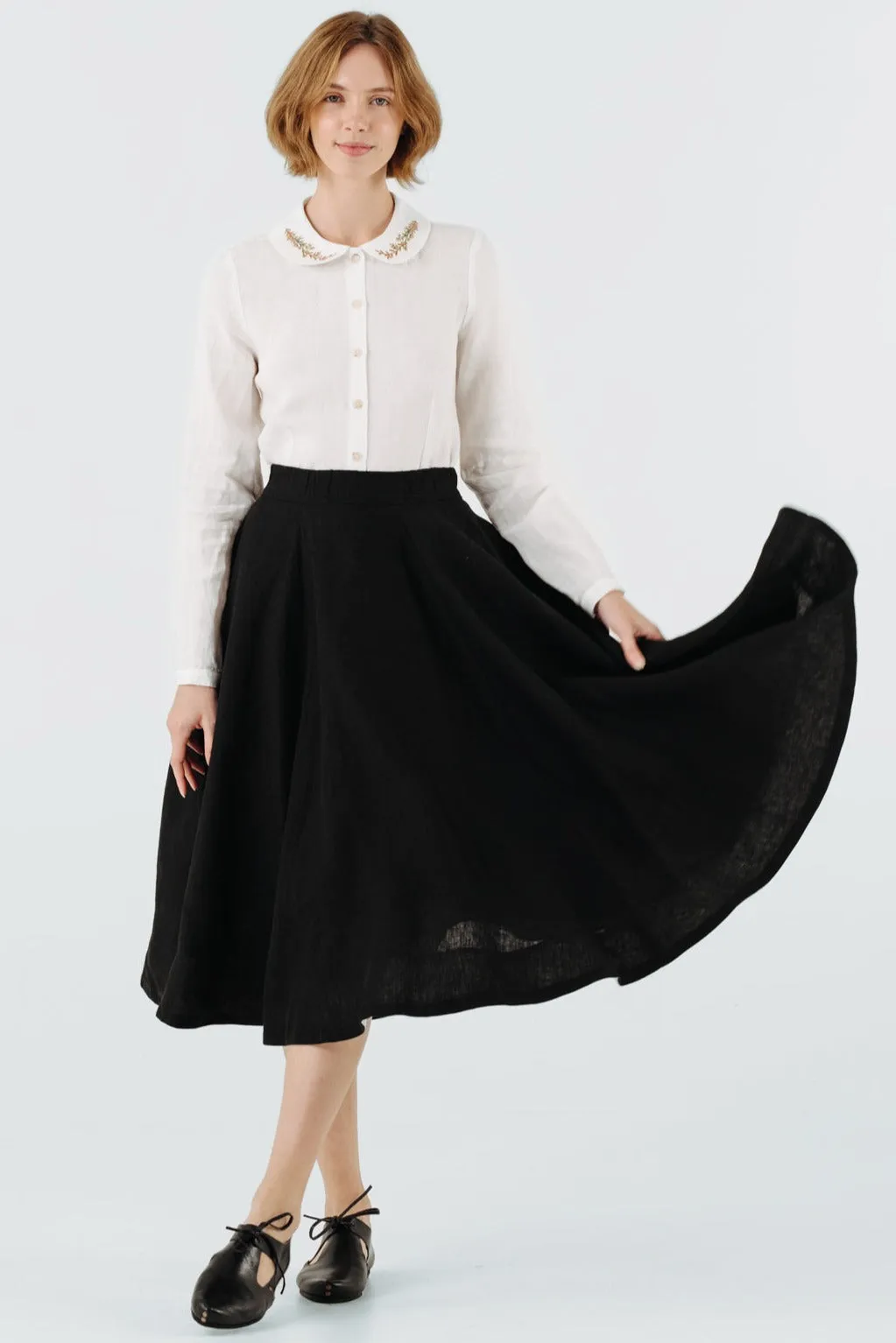 Classic Shirt, Long Sleeve, Embroidered Collar