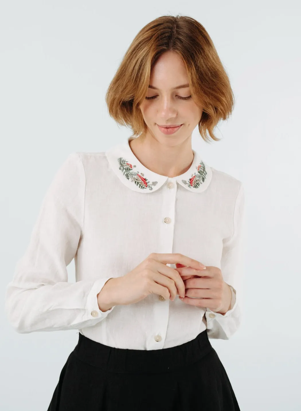 Classic Shirt, Long Sleeve, Embroidered Collar