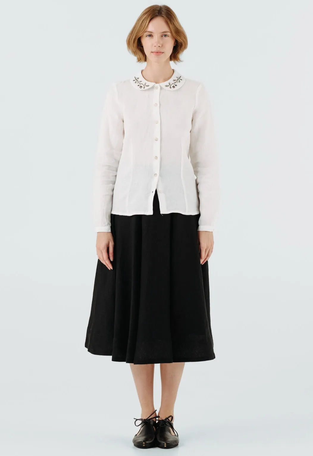 Classic Shirt, Long Sleeve, Embroidered Collar