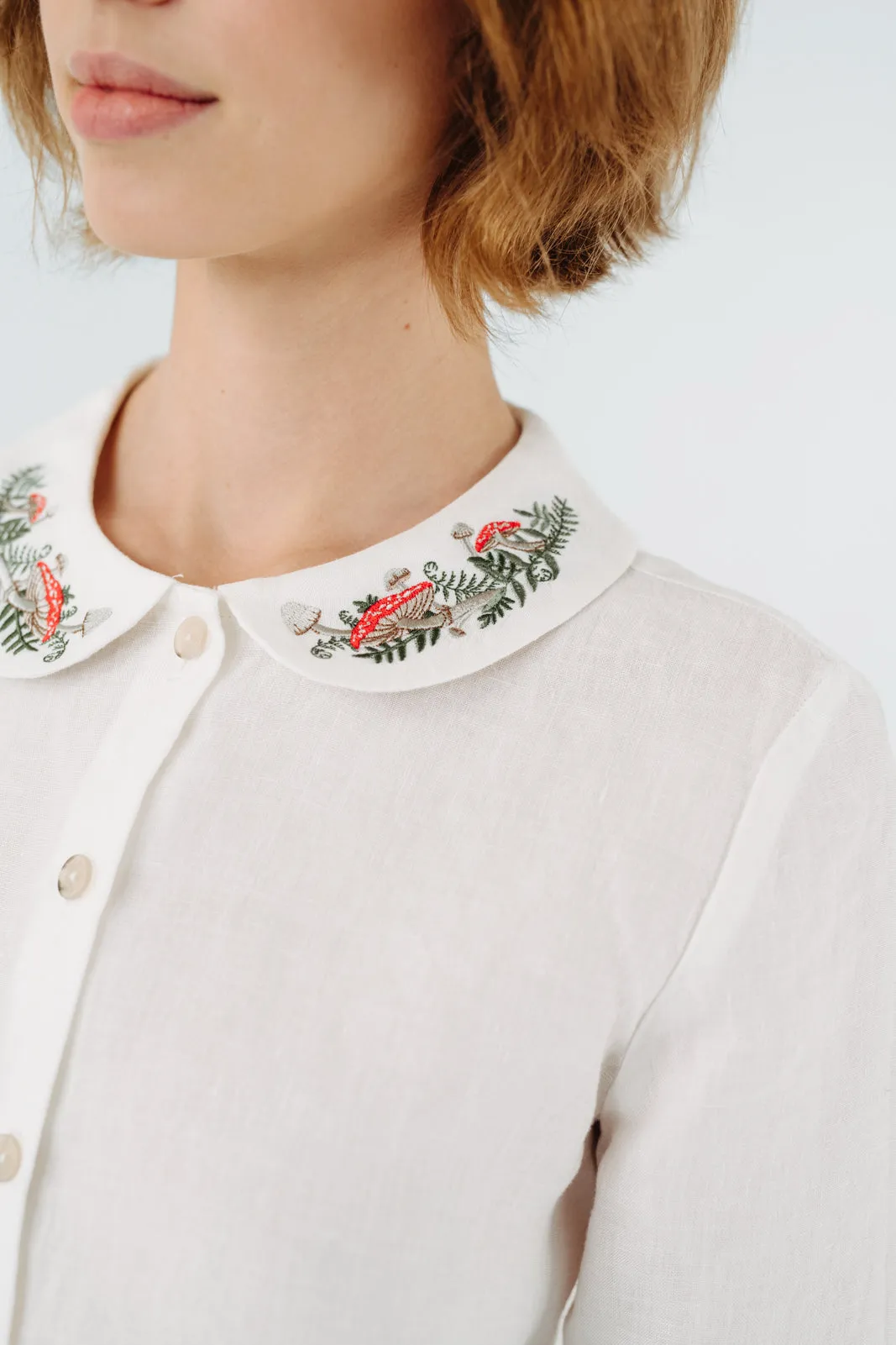 Classic Shirt, Long Sleeve, Embroidered Collar