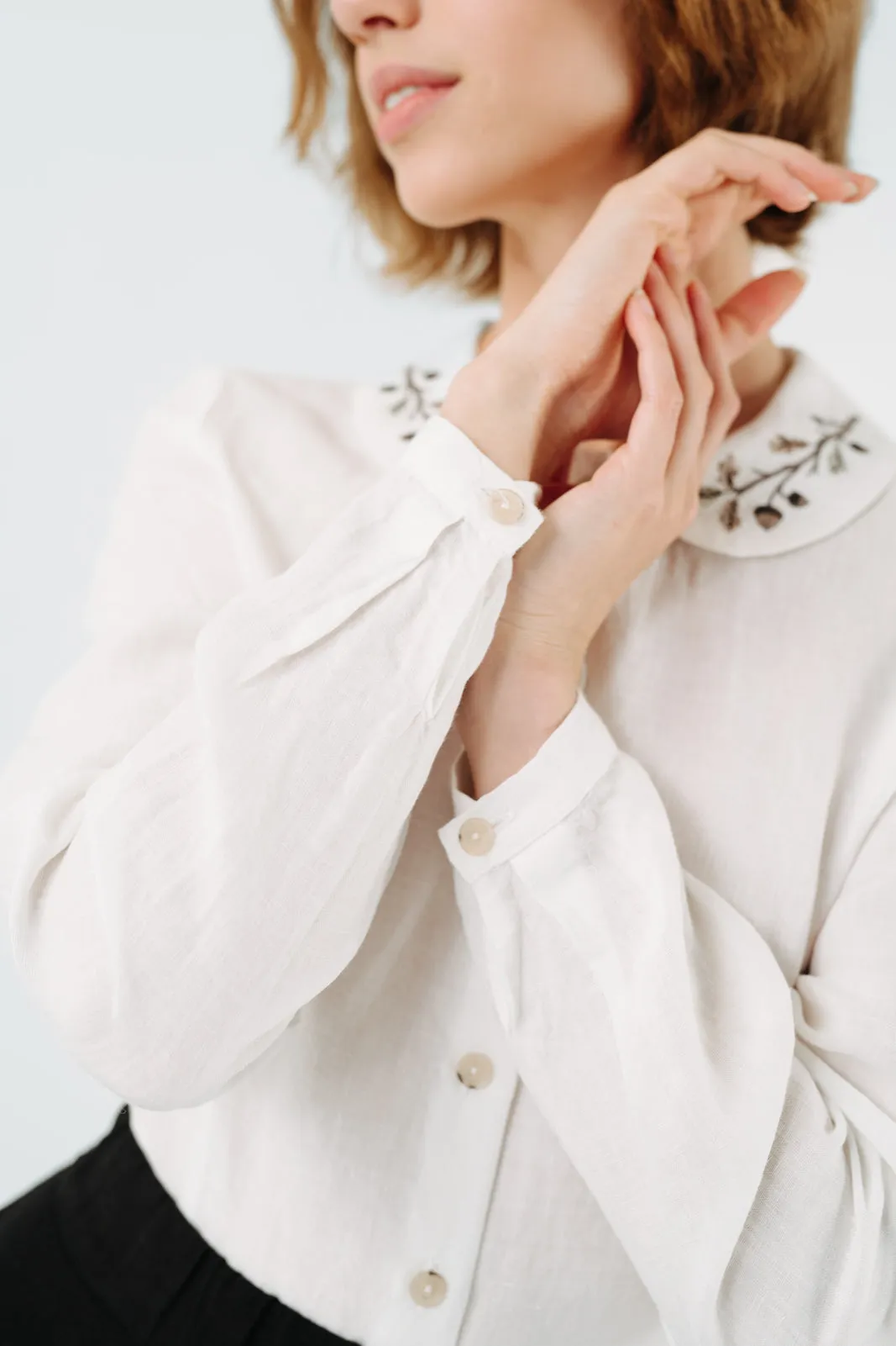 Classic Shirt, Long Sleeve, Embroidered Collar