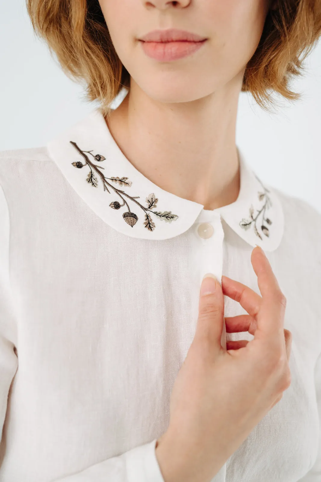 Classic Shirt, Long Sleeve, Embroidered Collar