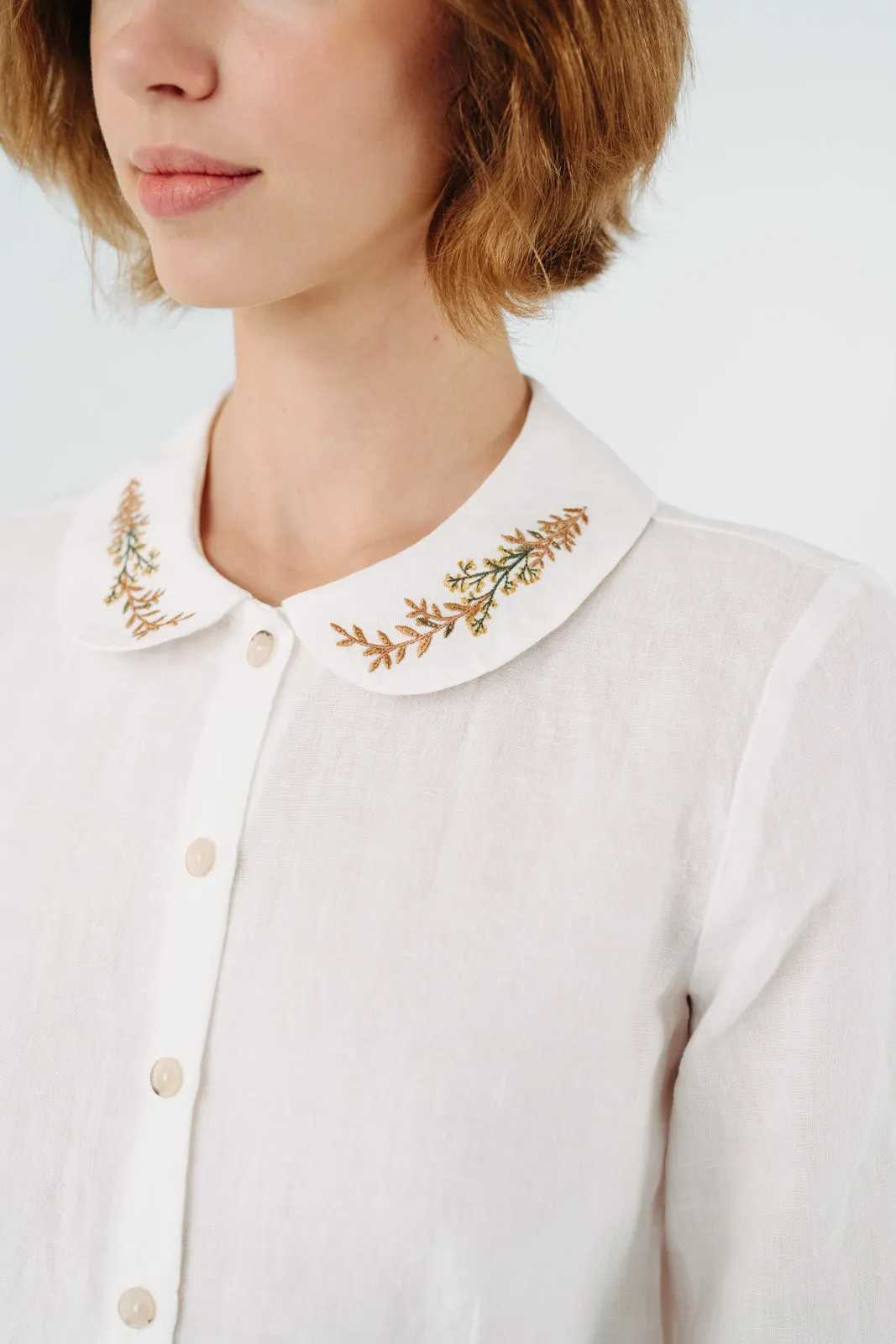 Classic Shirt, Long Sleeve, Embroidered Collar