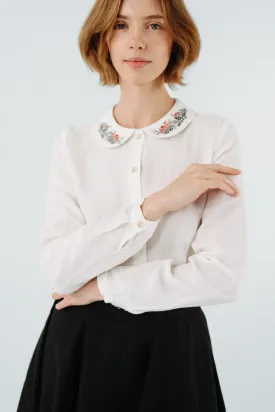 Classic Shirt, Long Sleeve, Embroidered Collar