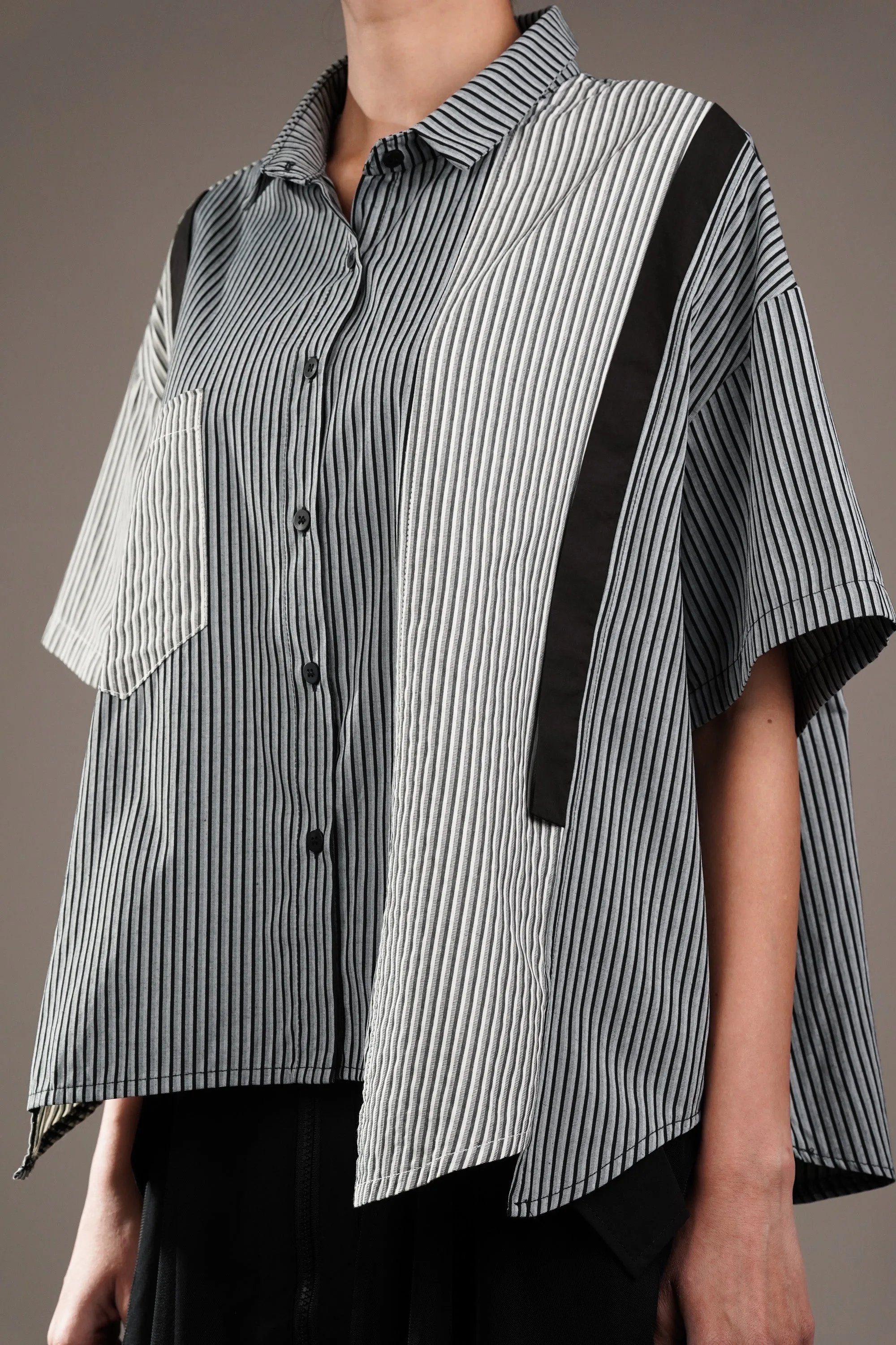 Classic Vertical Lines Flap Shirt