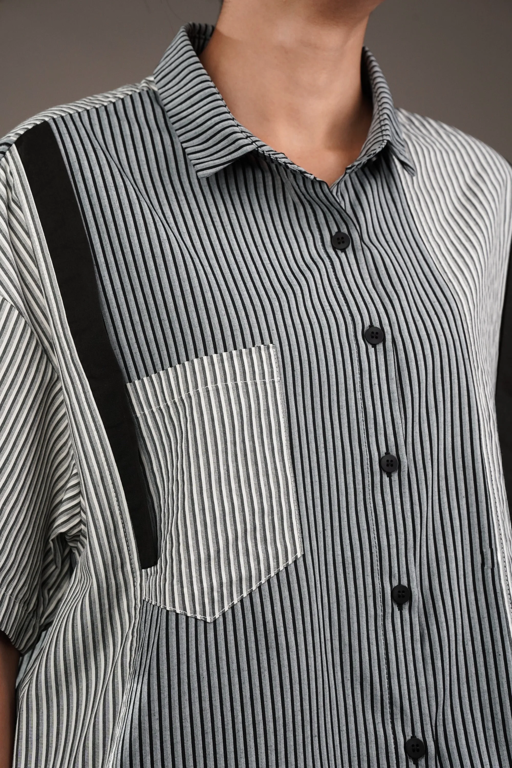 Classic Vertical Lines Flap Shirt