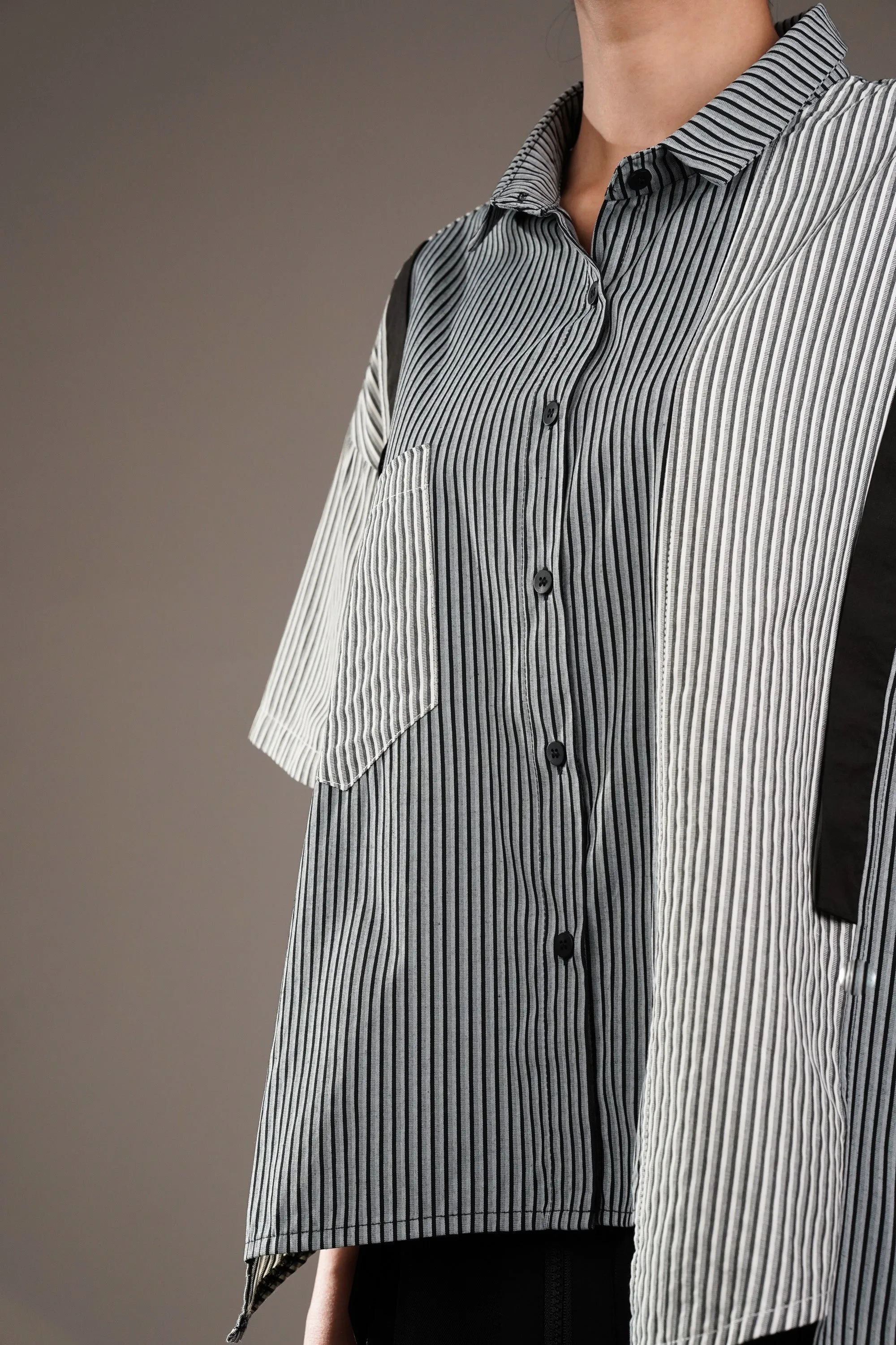 Classic Vertical Lines Flap Shirt