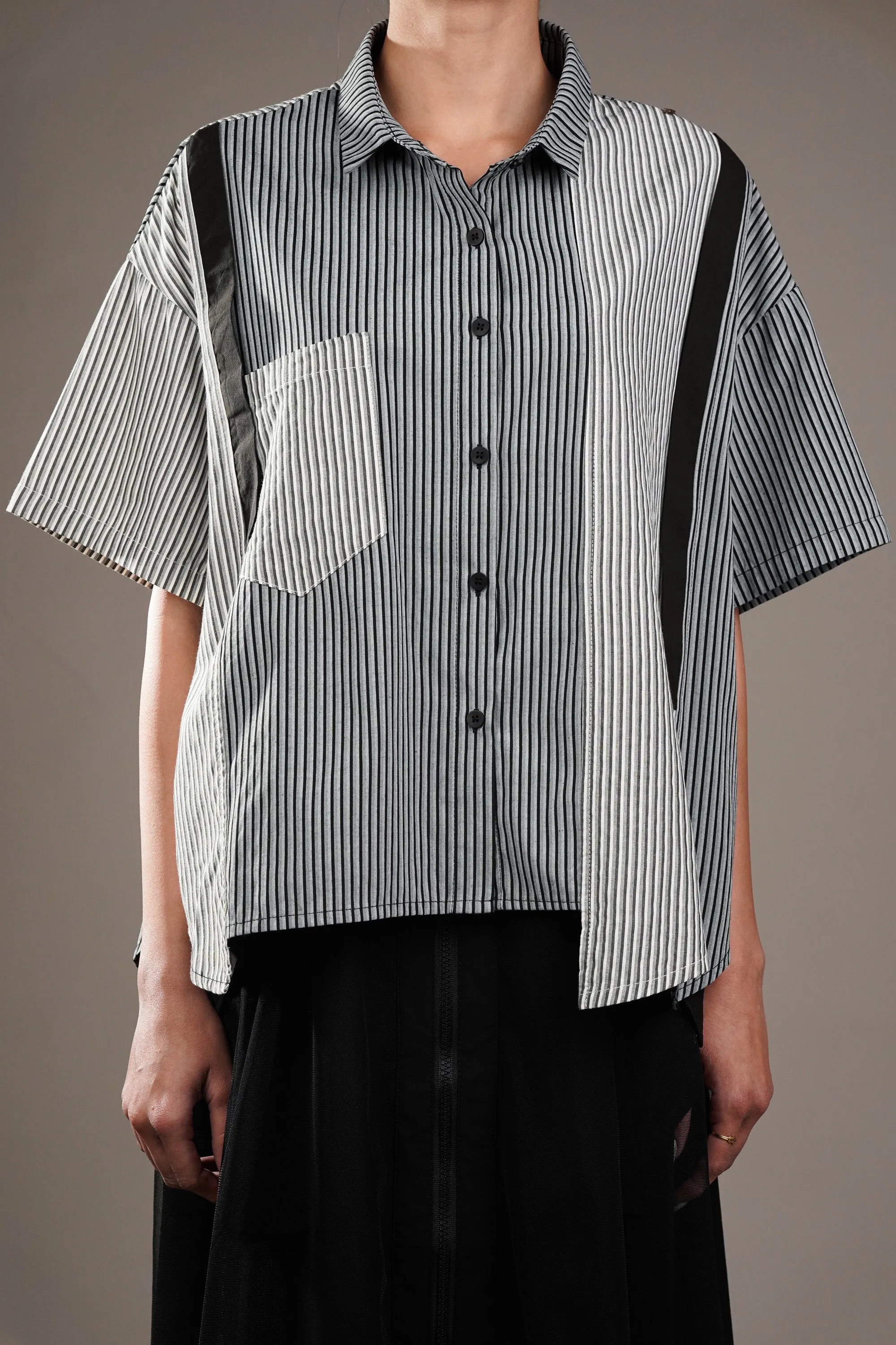 Classic Vertical Lines Flap Shirt