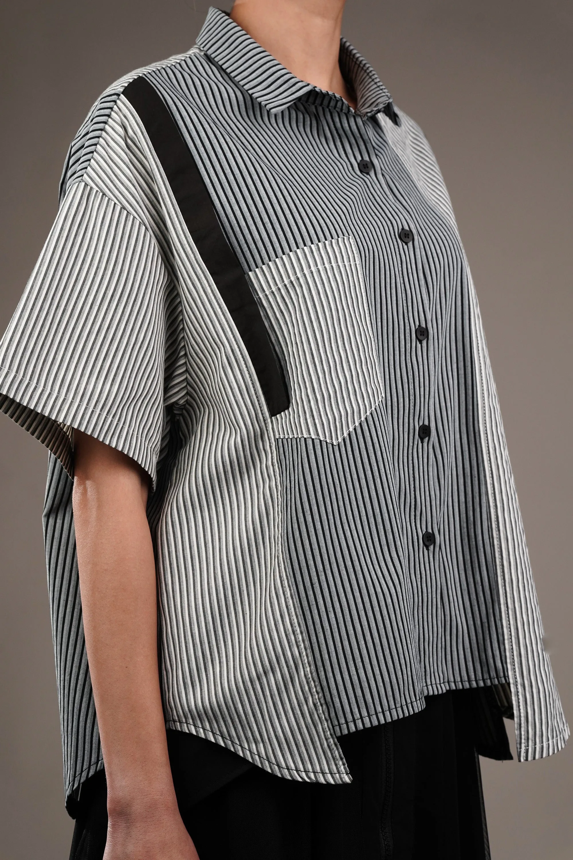 Classic Vertical Lines Flap Shirt