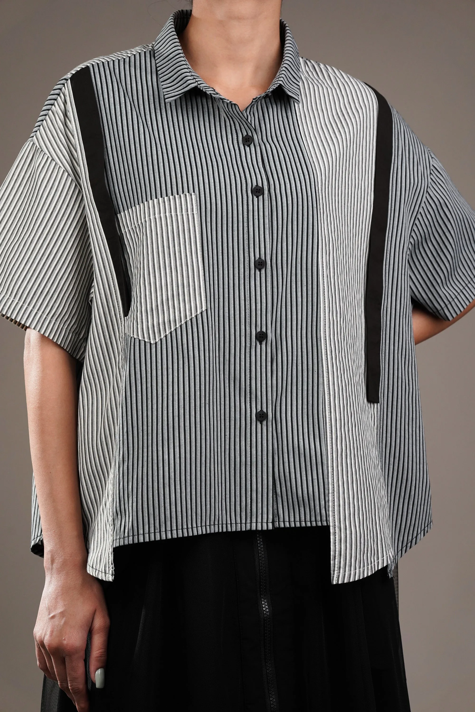 Classic Vertical Lines Flap Shirt