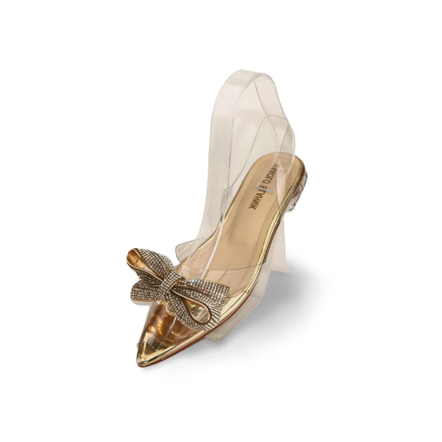 Clear Transparent Flats Sandals with a Glittery Bow -1008