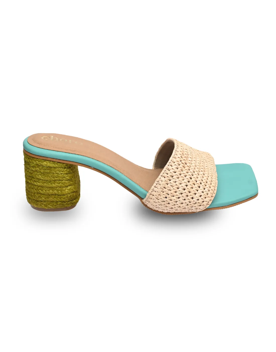 Color Block Chic Raffia Block Heels for Women