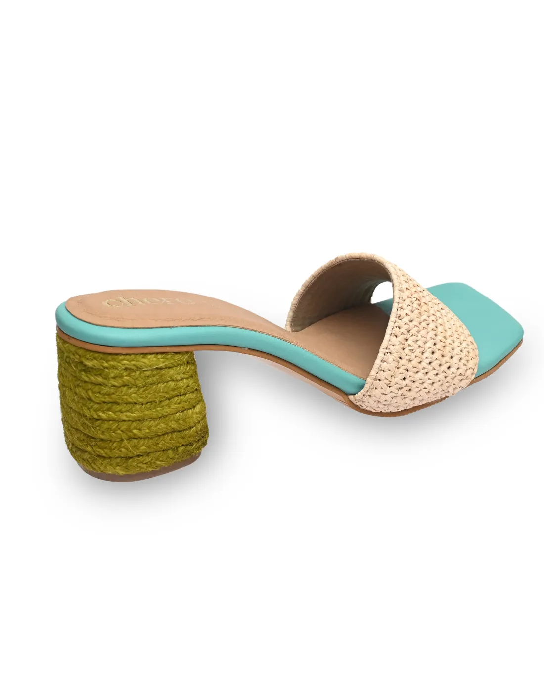 Color Block Chic Raffia Block Heels for Women