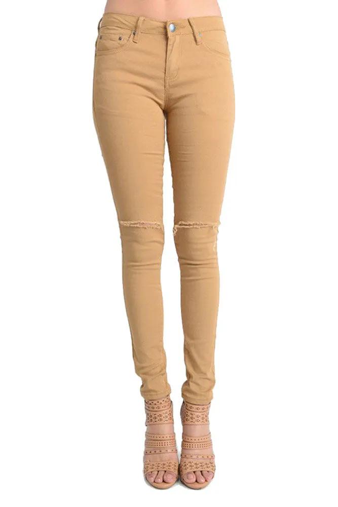 Colored Cut Skinny Fit Jeans