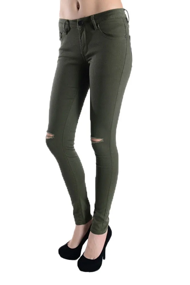 Colored Cut Skinny Fit Jeans