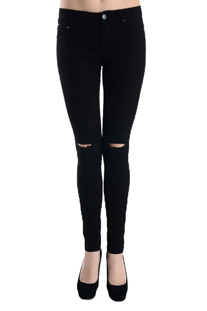 Colored Cut Skinny Fit Jeans