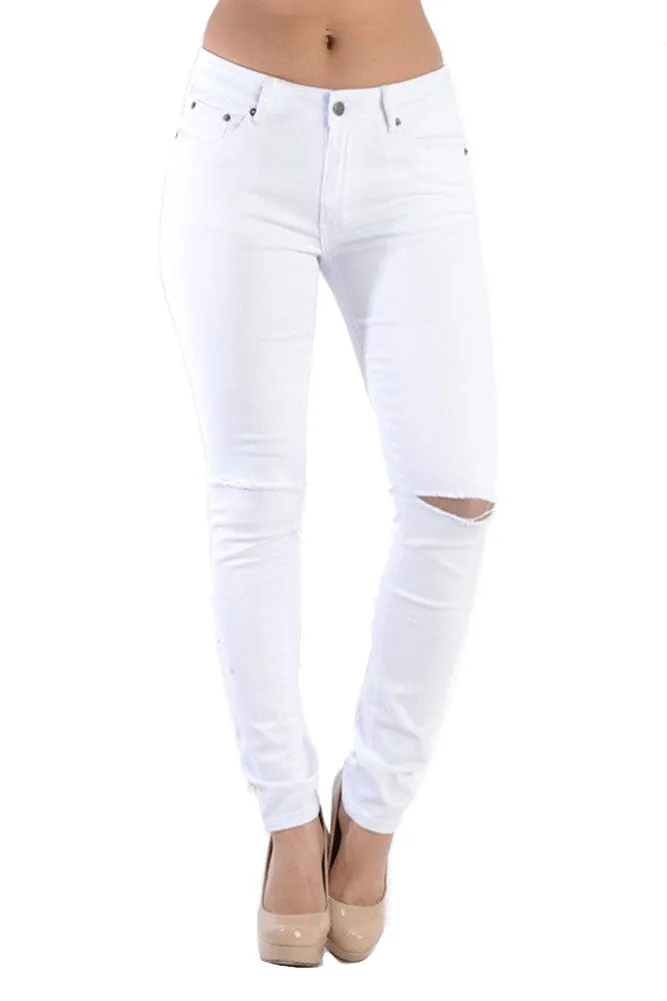 Colored Cut Skinny Fit Jeans