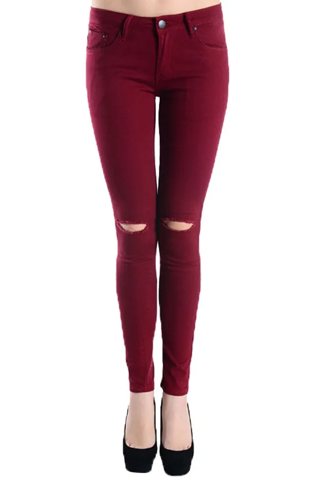 Colored Cut Skinny Fit Jeans