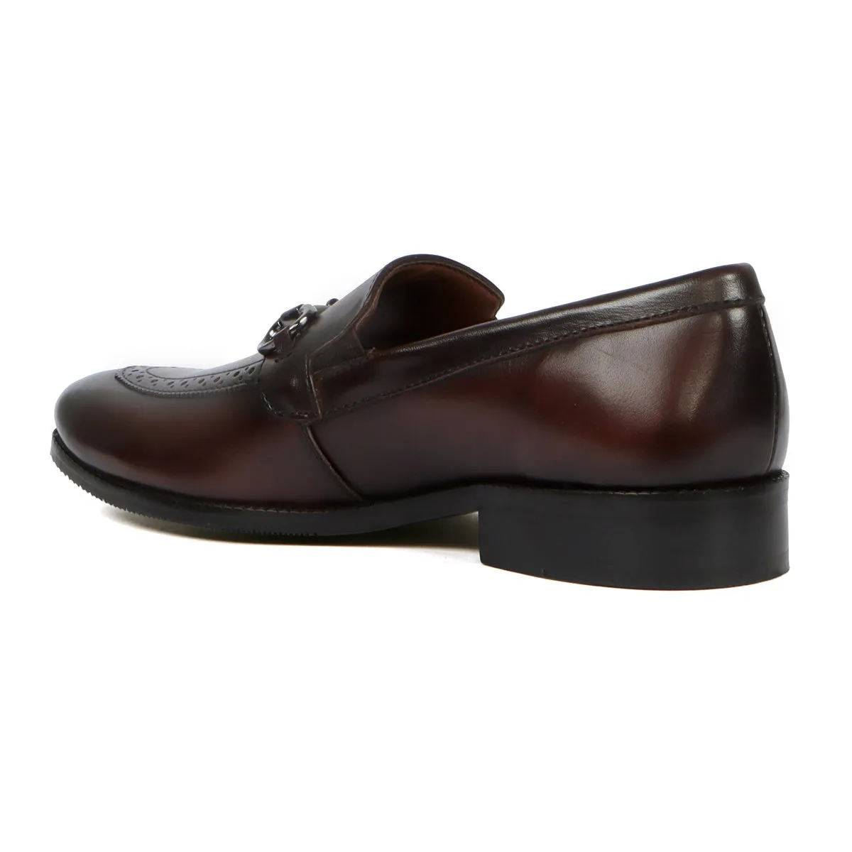 Contrasting Leather Loafers in Dark Brown Color