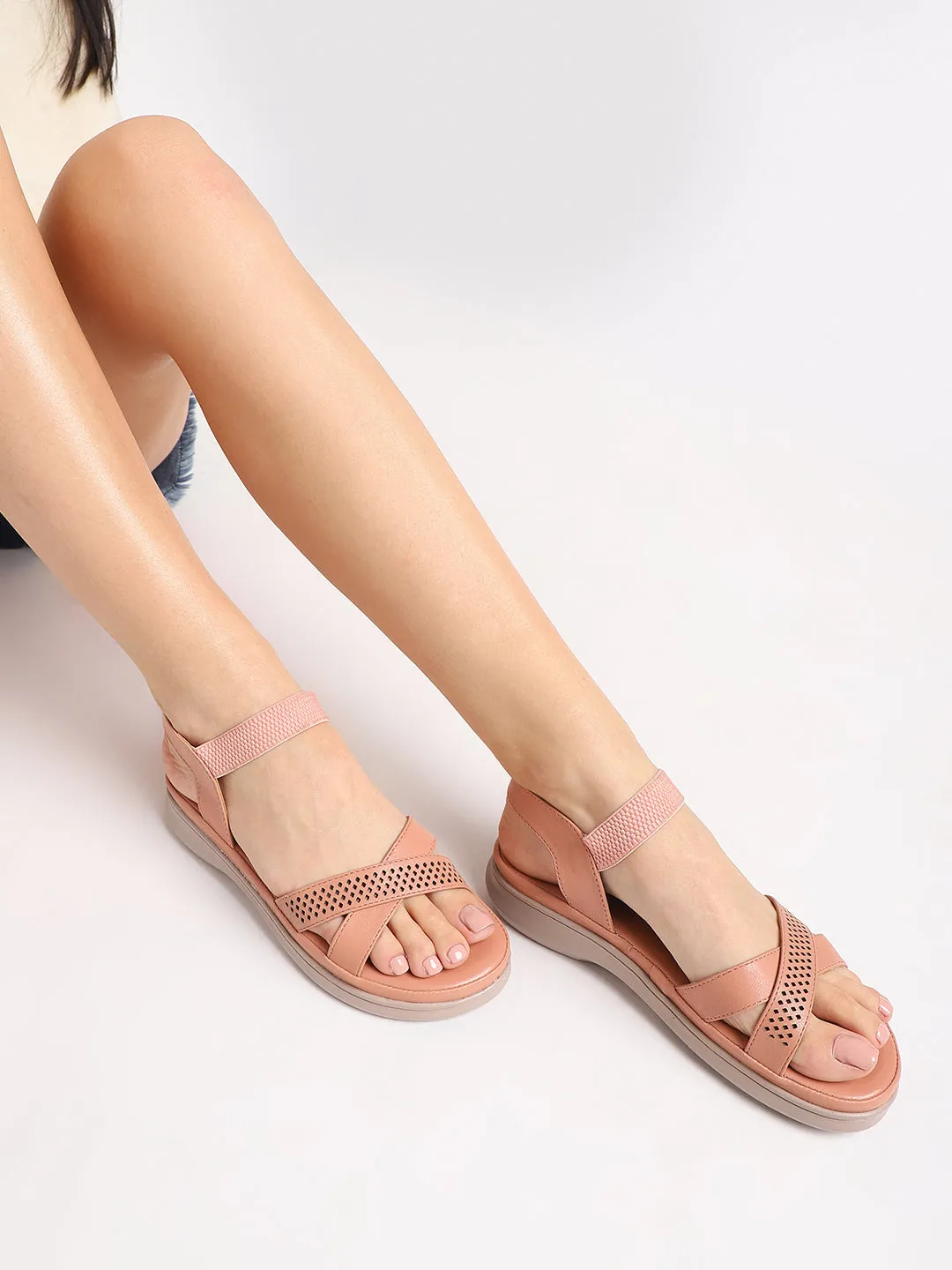 Cross Strap Open Toe Flat Sandals