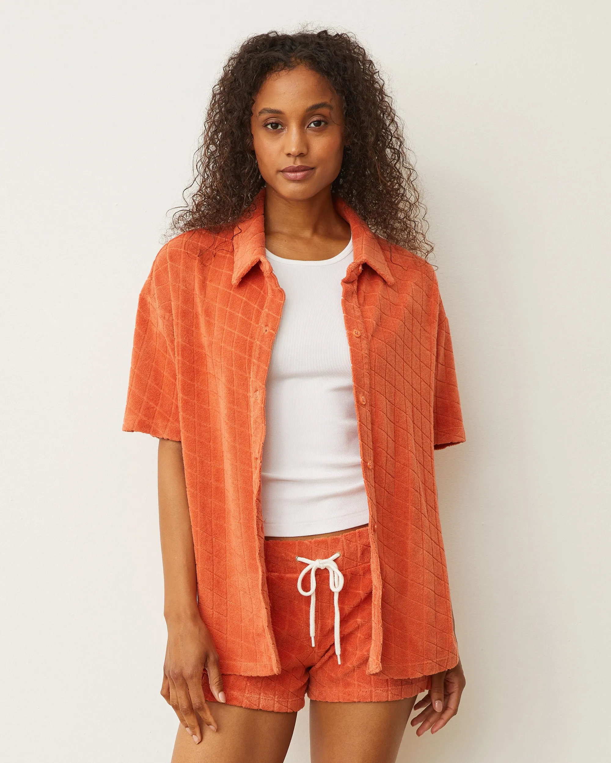 Diamond Terry Cloth Oversized Shirt