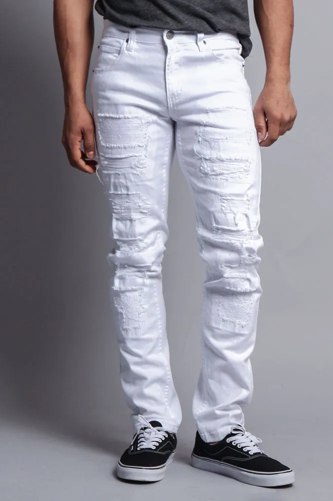 Distressed Colored Skinny Jeans