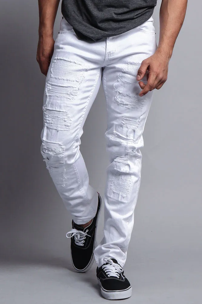 Distressed Colored Skinny Jeans