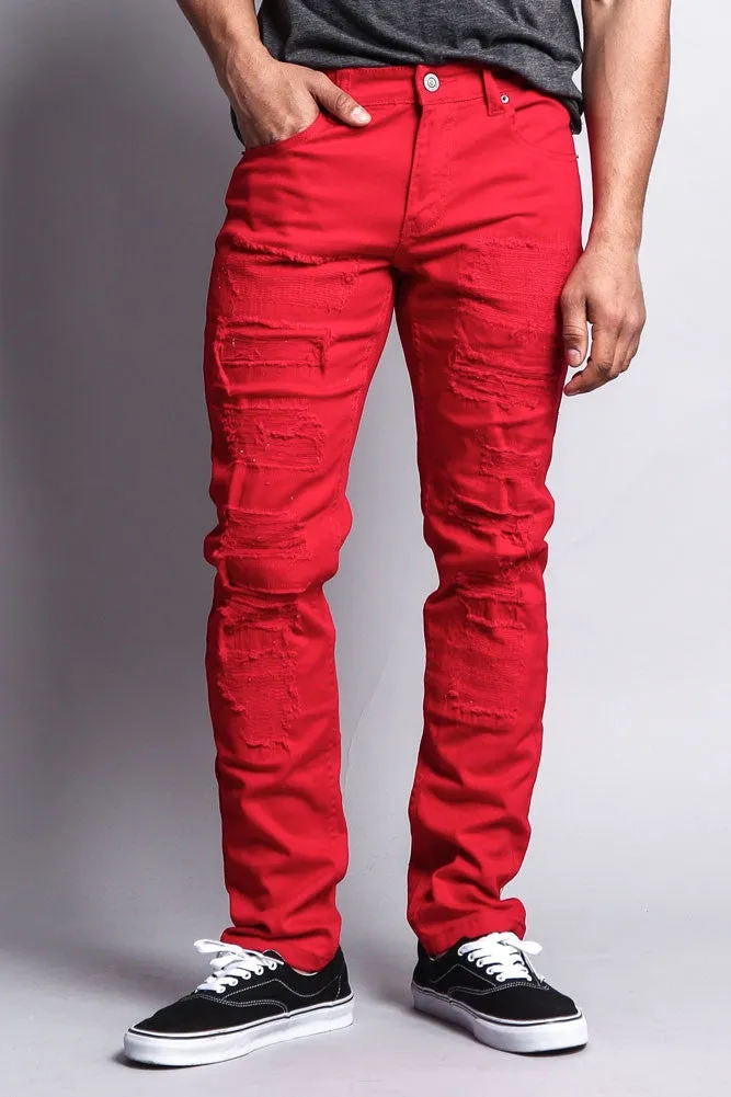 Distressed Colored Skinny Jeans