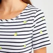 Embroidered Lemon Stripe Top