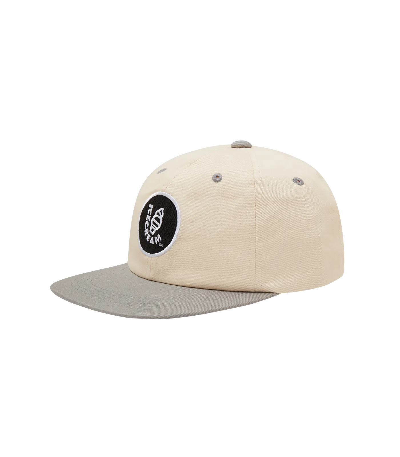 EMBROIDERED LOGO CAP - IVORY/GREY