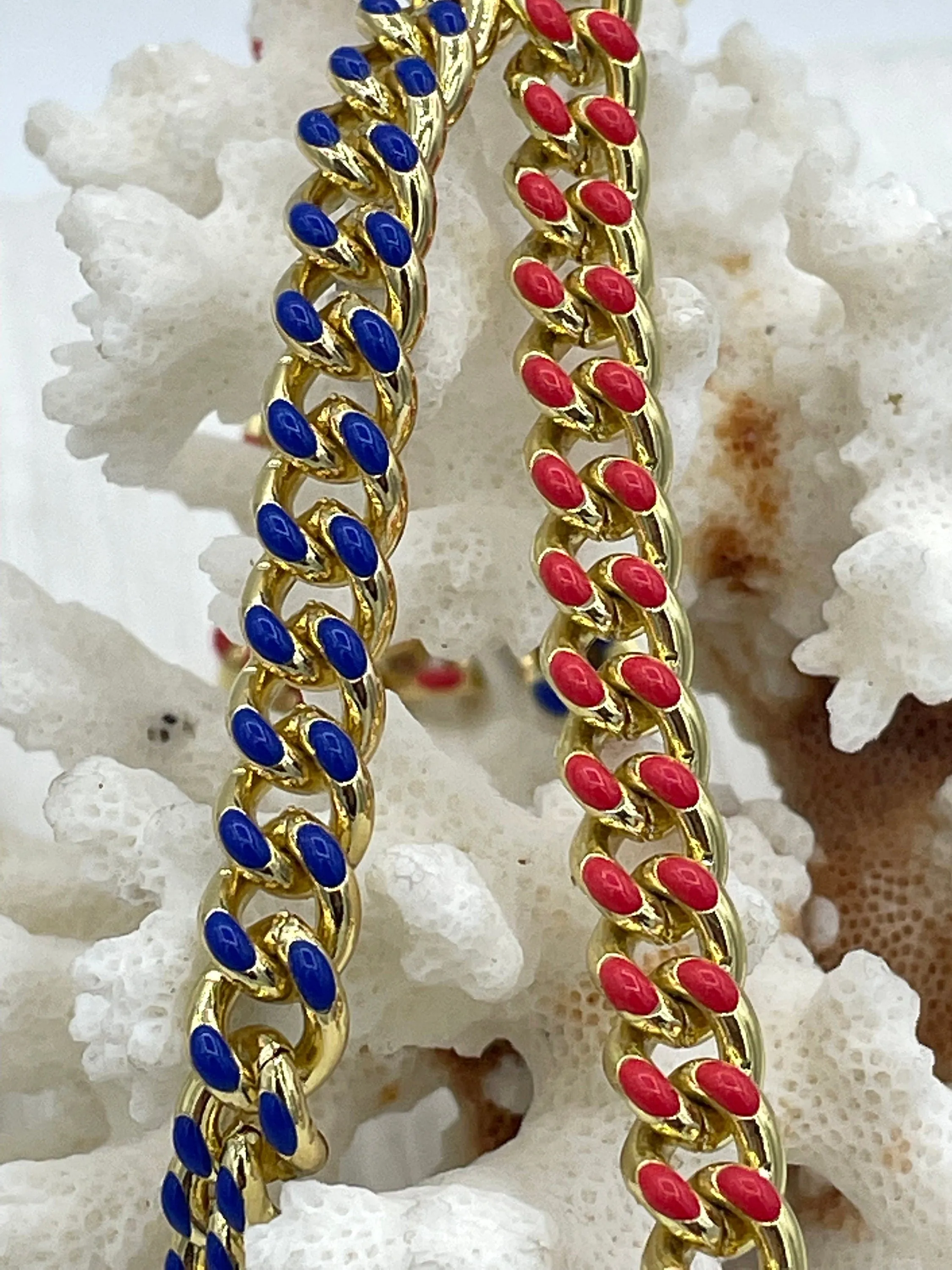 Enamel Plated Colored Curb Chain 8mm, Colorful Chain, Chunky Statement Chain, Bulky Link Chain, Curb 6 Colors Enamel Plated Brass Fast Ship