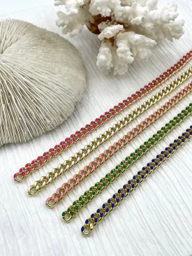 Enamel Plated Colored Curb Chain 8mm, Colorful Chain, Chunky Statement Chain, Bulky Link Chain, Curb 6 Colors Enamel Plated Brass Fast Ship