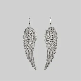 FALLEN SAINT. Angel Wing Hoop Earrings - Silver