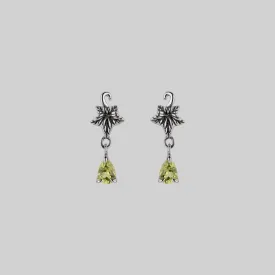 FERONIA. Ivy Leaf Peridot Stud Earrings - Silver