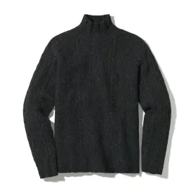 Fisherman Cable Turtleneck - Charcoal Navy