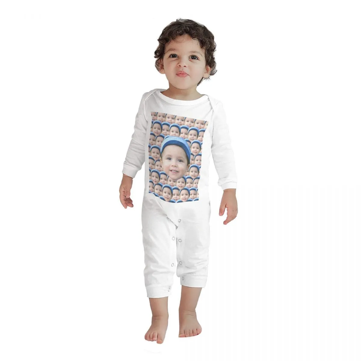 #For 6M-2T-Custom Seamless Face Baby Long Sleeve Rompers 100% Organic Cotton Jumpsuit One-piece Coverall and Layette Set