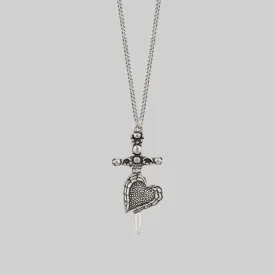 FORBIDDEN. Heart Dagger Necklace - Silver