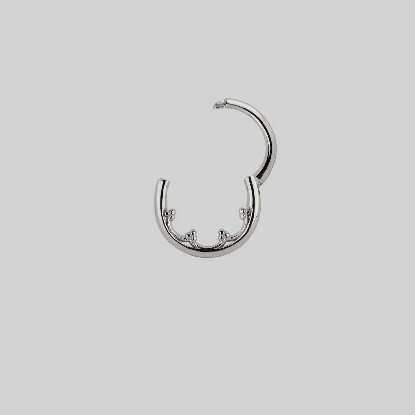 FOREBODE. Gothic Tracery Septum Clicker Ring - Silver