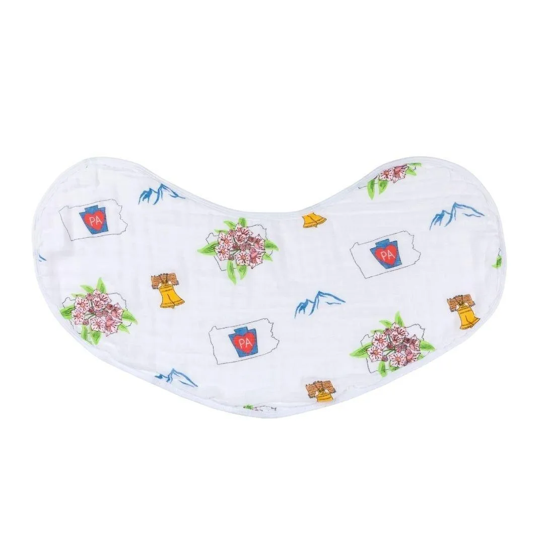 Gift Set: Pennsylvania Baby Muslin Swaddle Blanket and Burp Cloth/Bib Combo