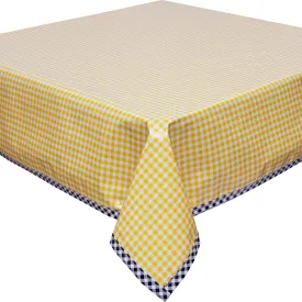 Gingham Yellow Oilcloth Tablecloth with Black Gingham Trim